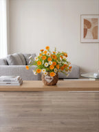 Sunlit Daisy & Chamomile Faux Floral Basket Arrangement