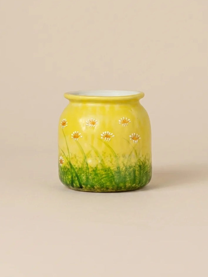 Hand-painted Sunshine Meadow Floral Ceramic Vase