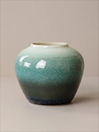 Artisan Teal Green Reactive Glaze Ceramic Vase