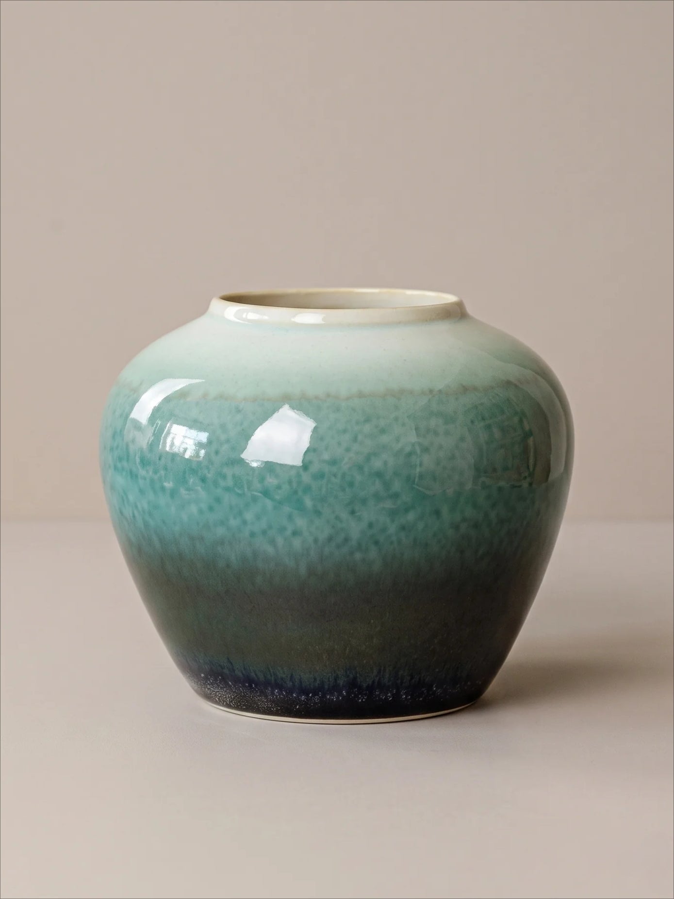 Artisan Teal Green Reactive Glaze Ceramic Vase