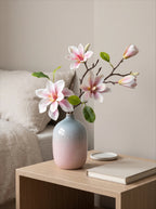 Pink Magnolia Gradient Vase Faux Floral Arrangement with Vase