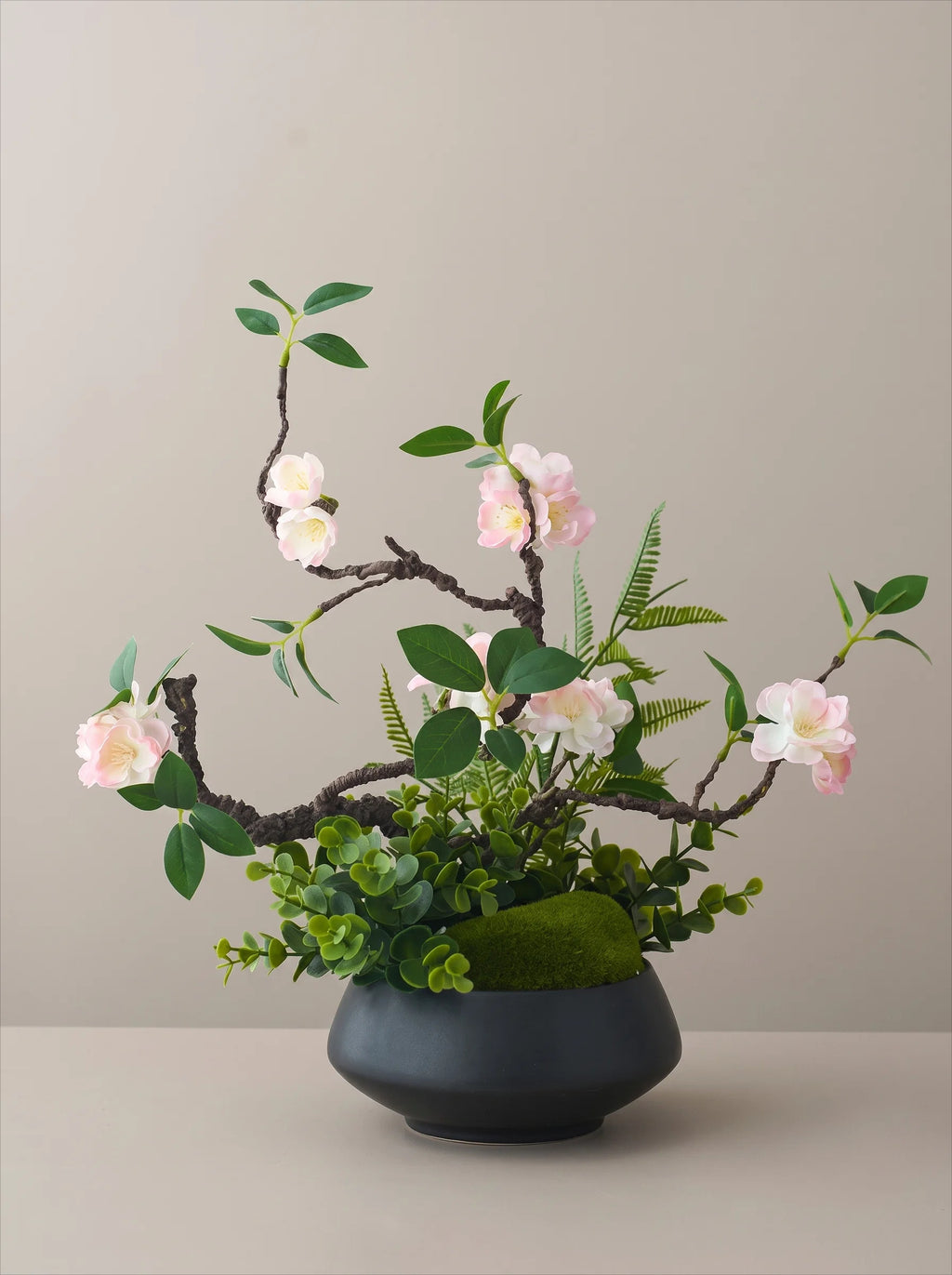 Luxury Zen Asian-Inspired Plum Blossom Artificial Floral Arrangement