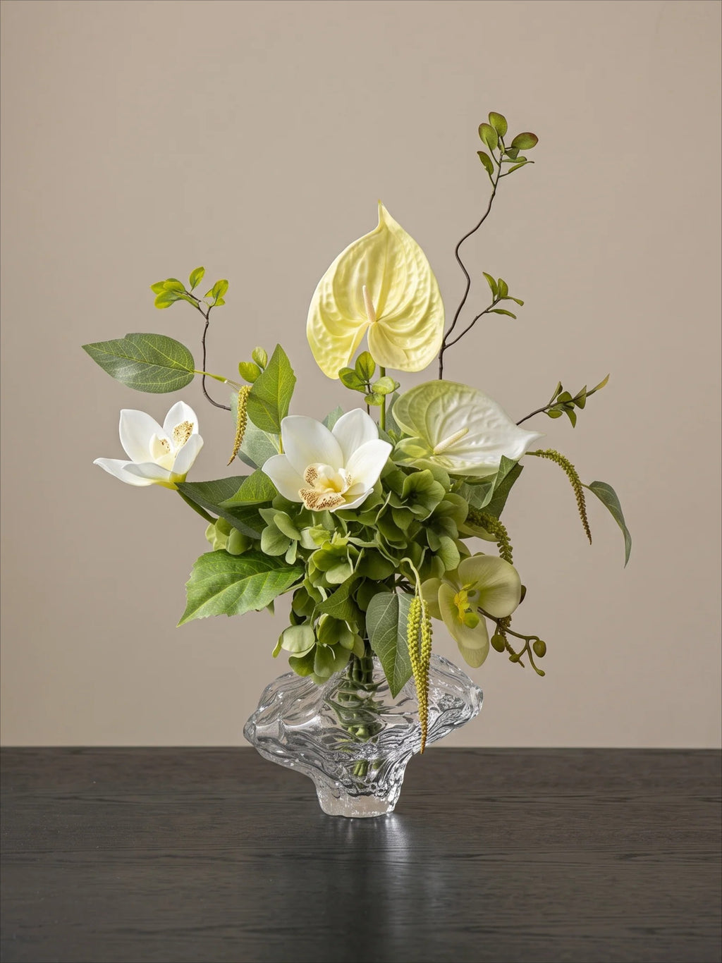 Serene Forest Anthurium Orchid Botanical Faux Floral Arrangement