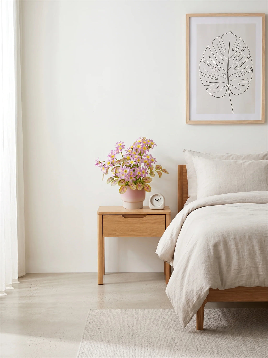Minimalist Blush Jasmine Potted Faux Floral Arrangement