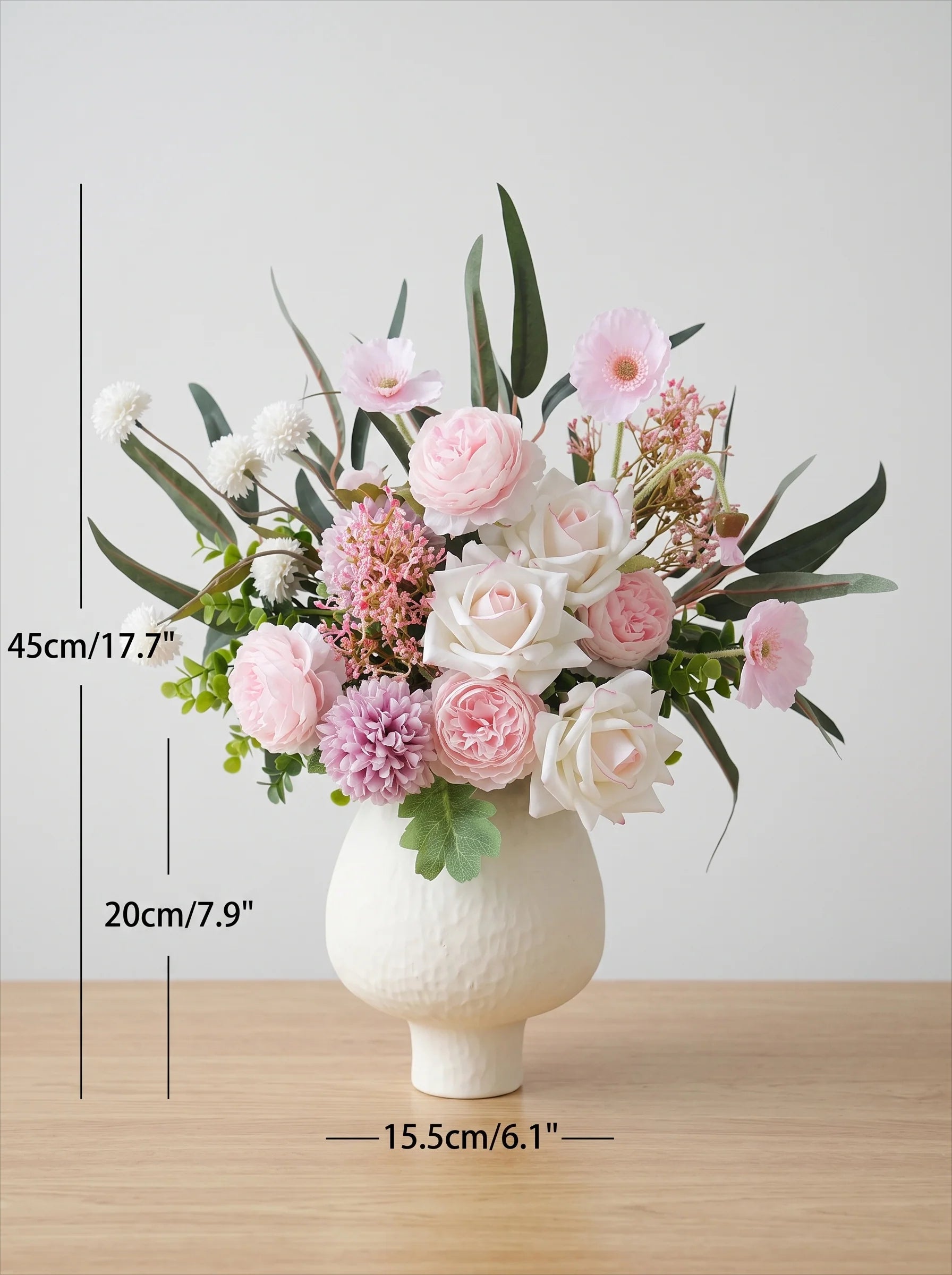 Ethereal Pastel Peony Rose Bloom Artificial Floral Arrangement