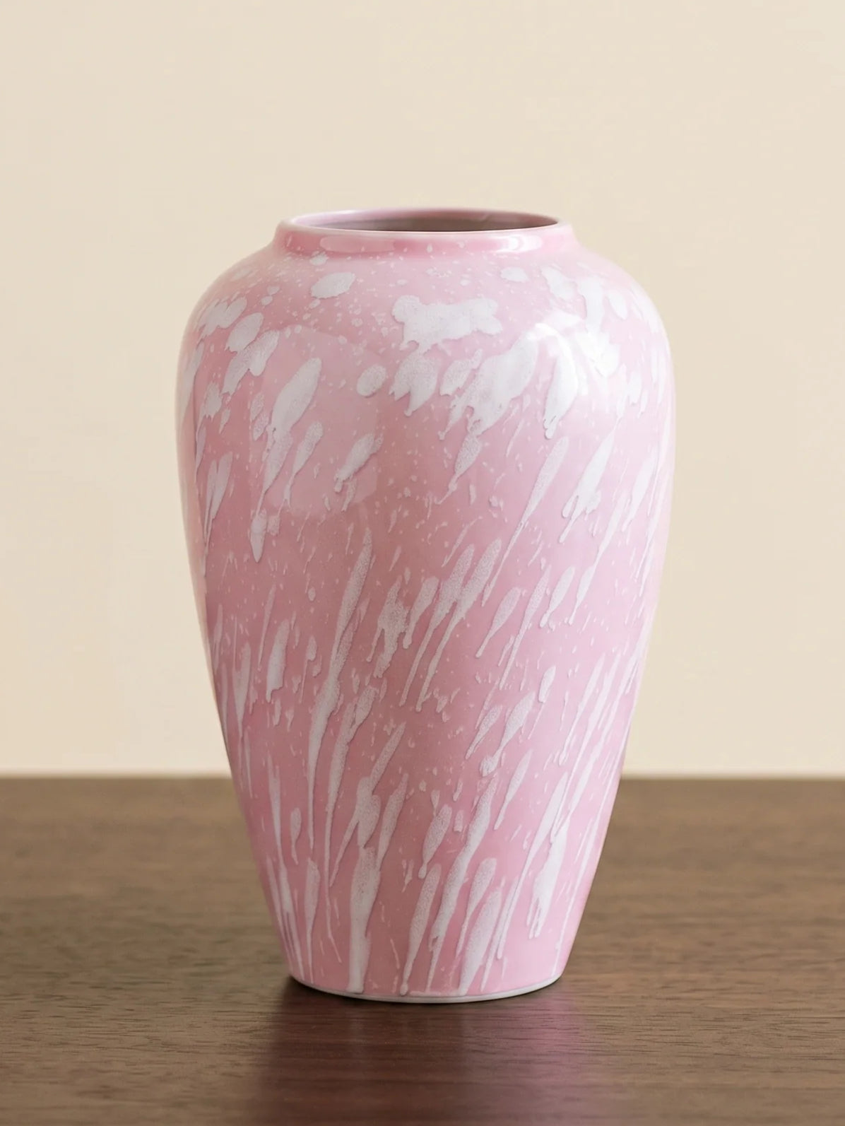 Artisan Soft-Pink Splashed Glaze Porcelain Vase