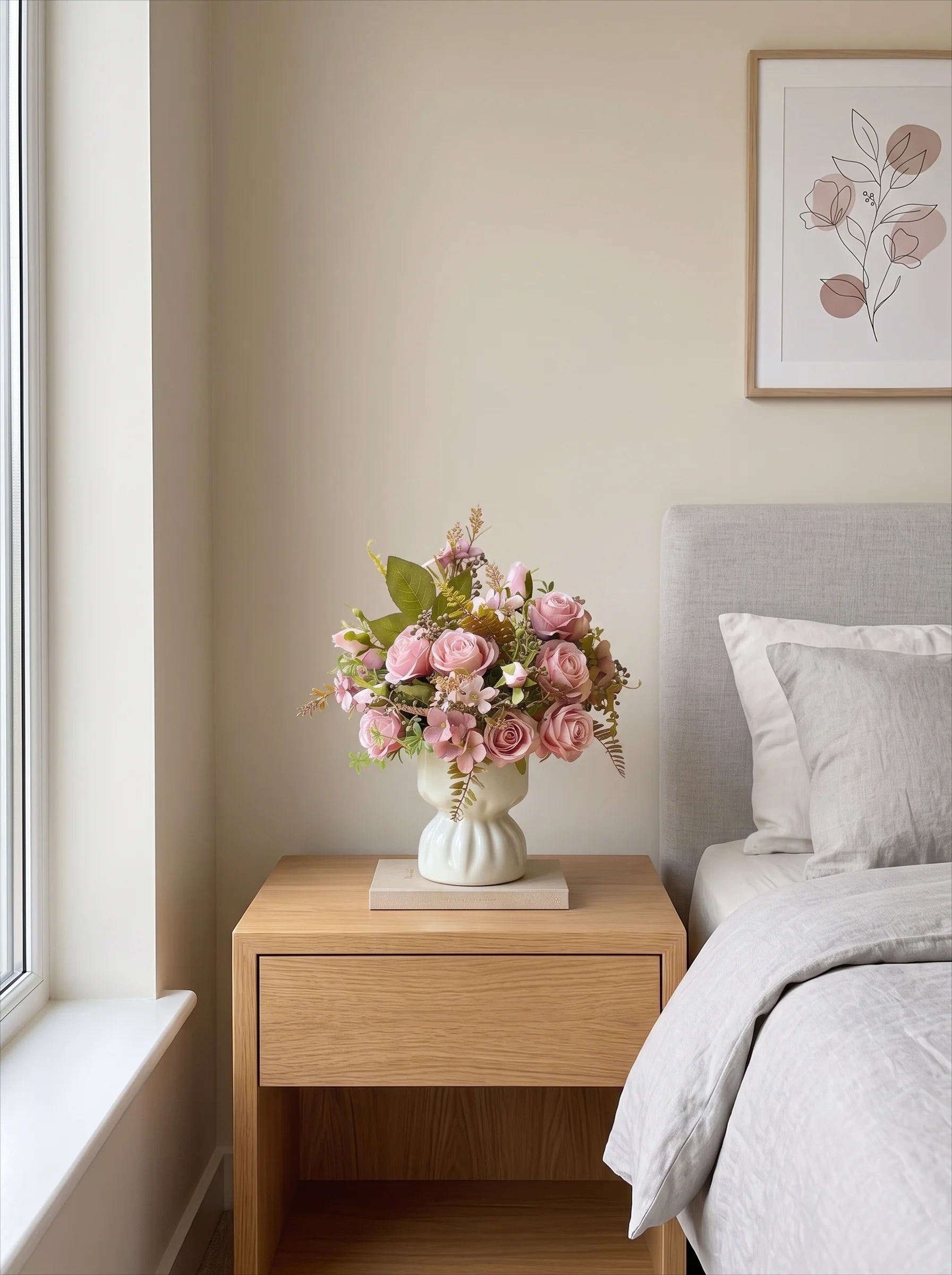 Romantic Rosette Cluster Faux Floral Arrangement