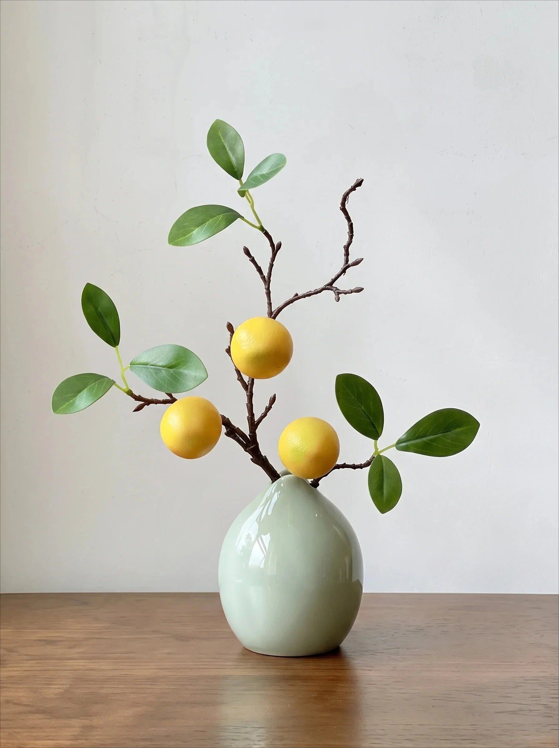 Serene Zen Lemon Fruit Sculpture Artificial Floral Arrangement