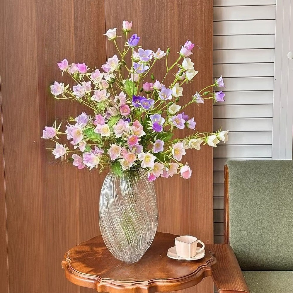 Composition florale fausse Brise campanule pastel