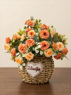 Terracotta Austin Rose Basket Faux Floral Arrangement