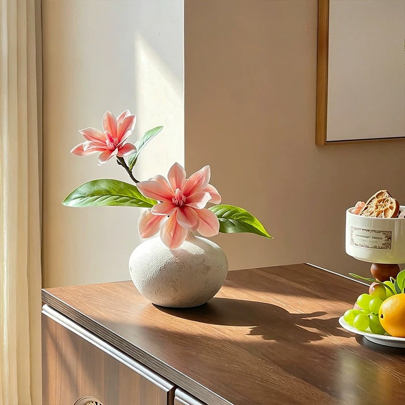 Serene Blush Magnolia Sculptural Silhouette Artificial Floral Arrangement