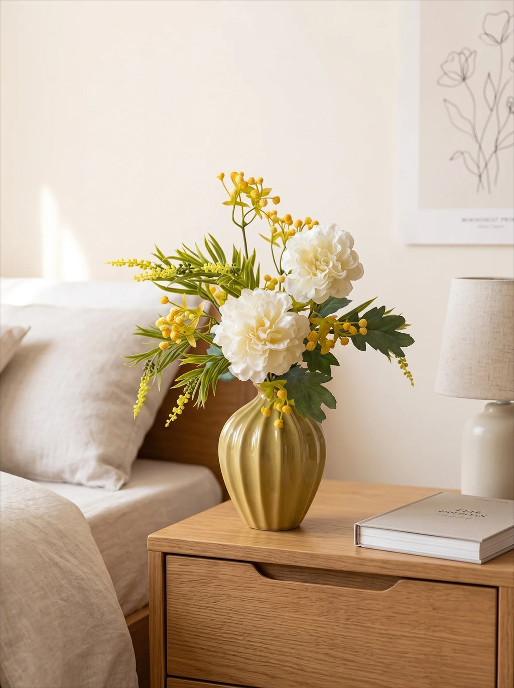 Luxe Cream Peony & Wattle Ensemble Faux Floral Arrangement
