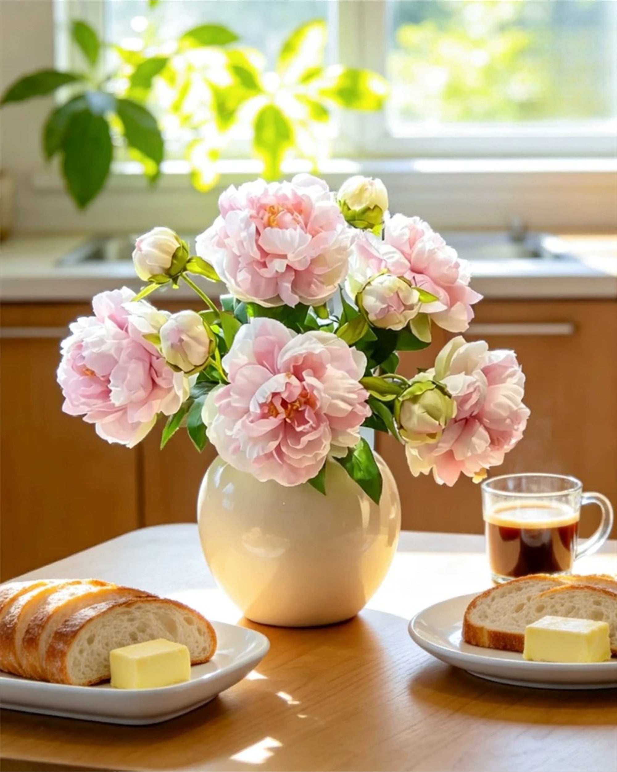 Arrangement floral artificiel Fleur de Pivoine Blush