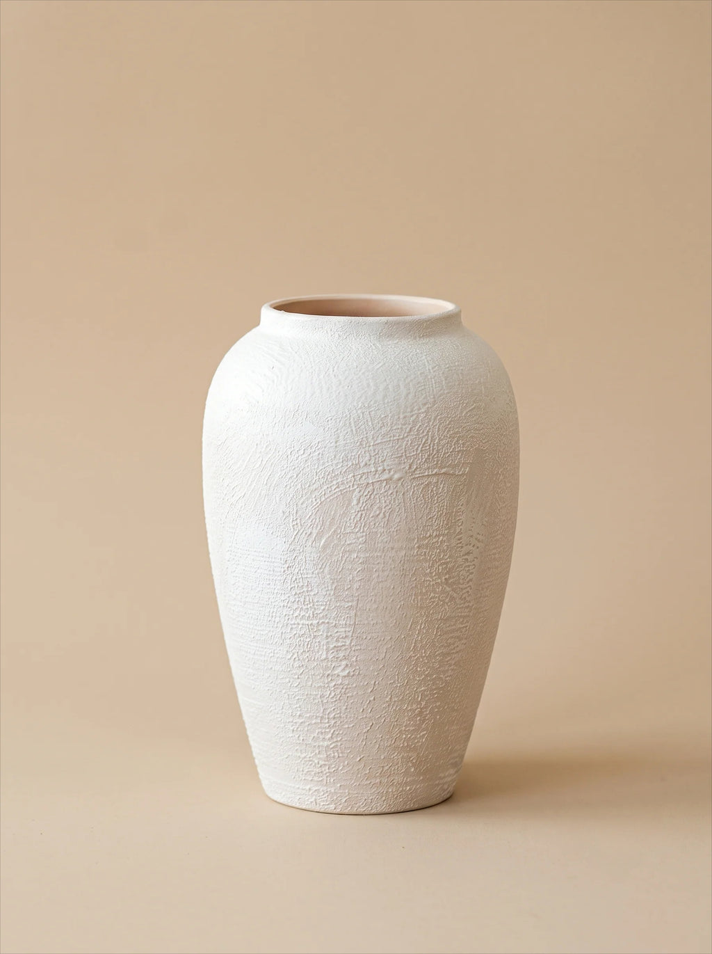 Modern Minimalist Textured Off-White Ceramic Vase