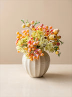Vintage Wavy-Textured White Ceramic Vase