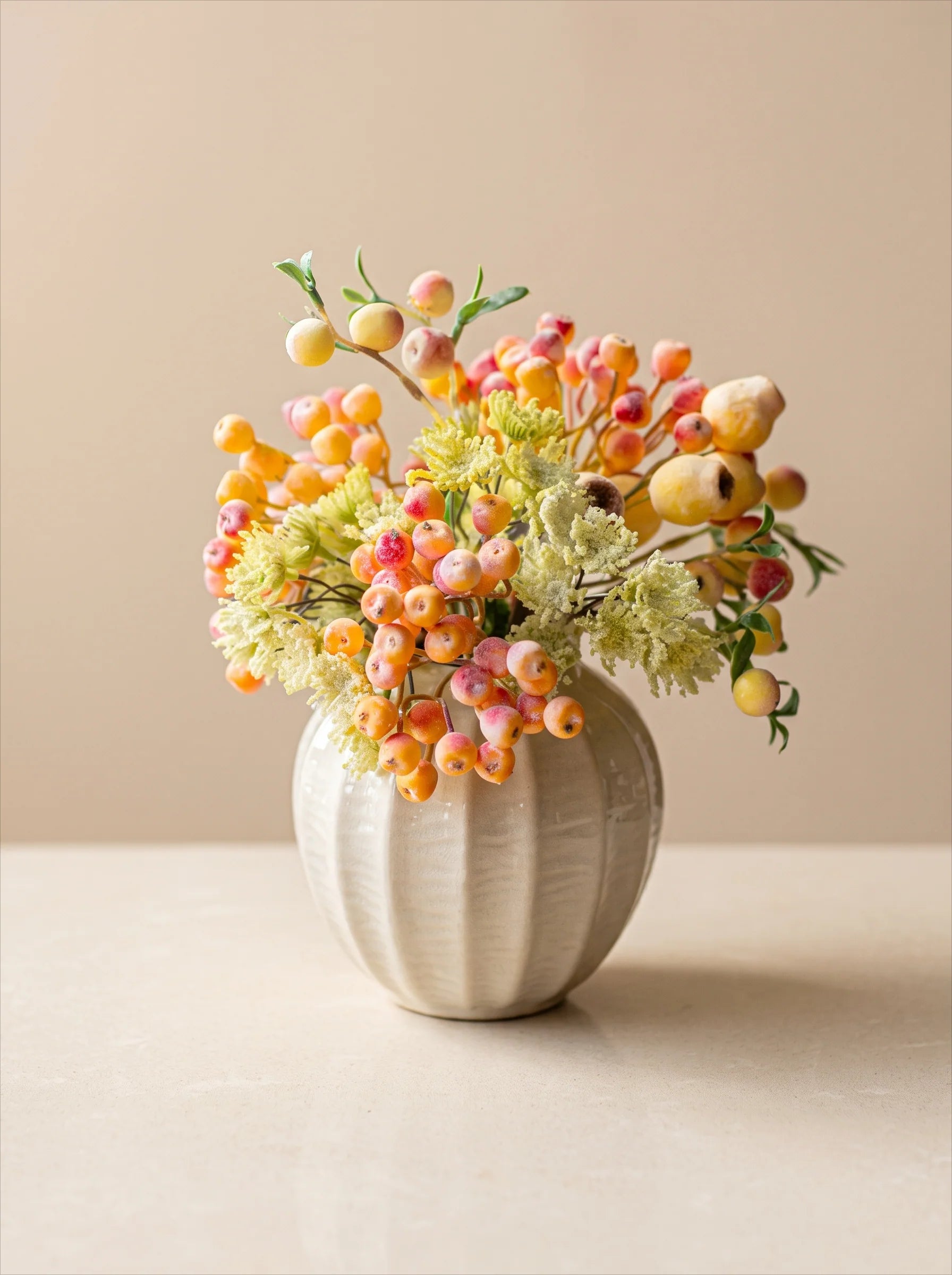 Vintage Wavy-Textured White Ceramic Vase