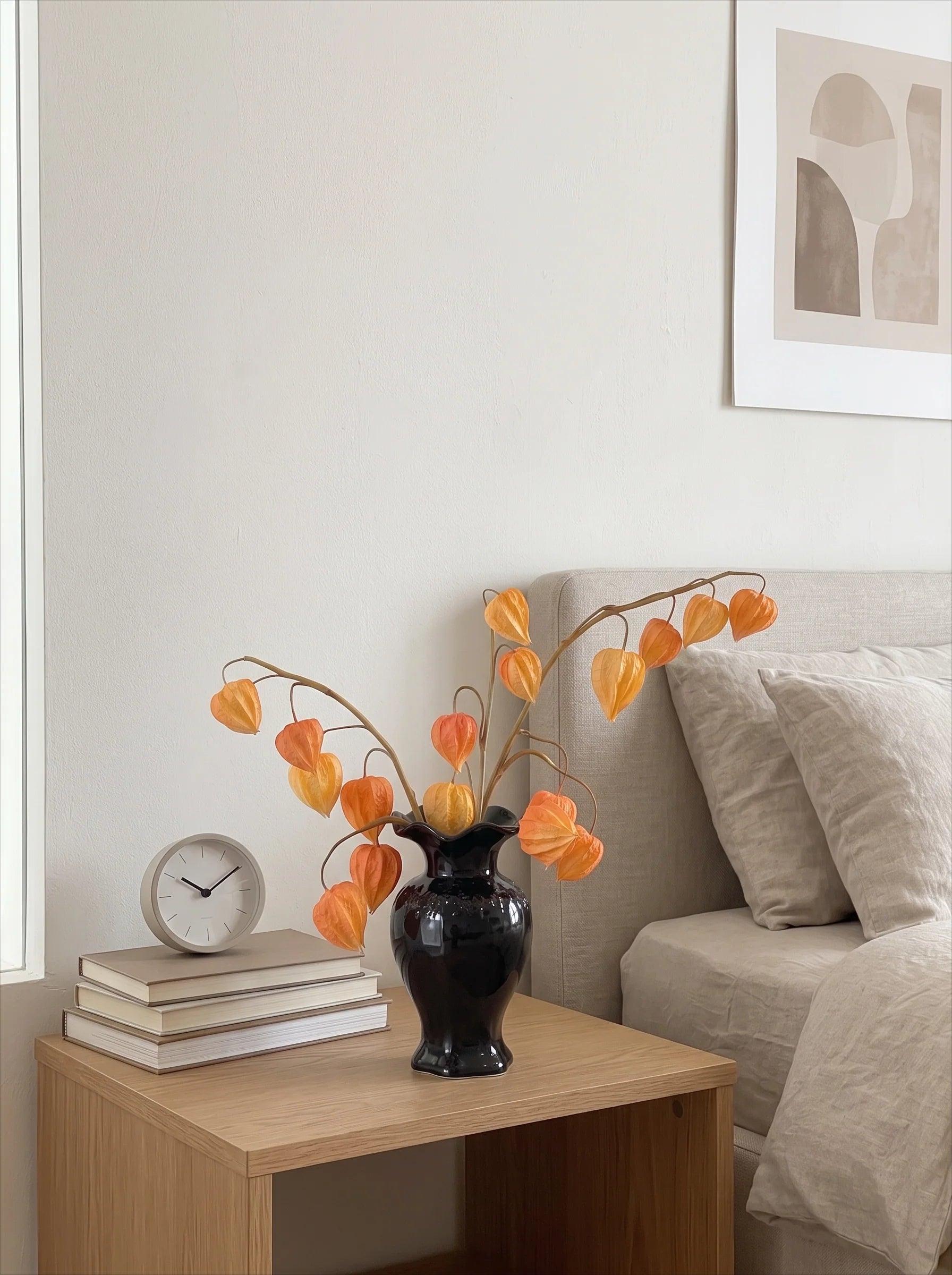 Faux Physalis Flower Arrangement - Light Orange (3 Stems)