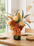 Luxury Mid-Century Amber Orchid Artificial Floral Arrangement