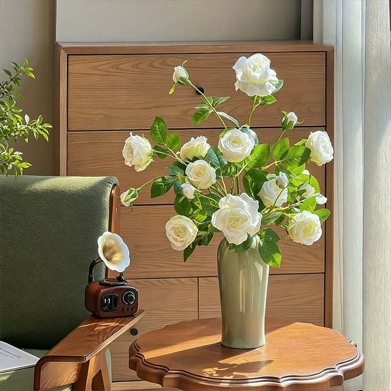 Luxurious Romantic White Starry Rose Artificial Floral Arrangement