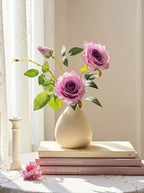 Dusty Lavender Rose Faux Floral Arrangement with Vase
