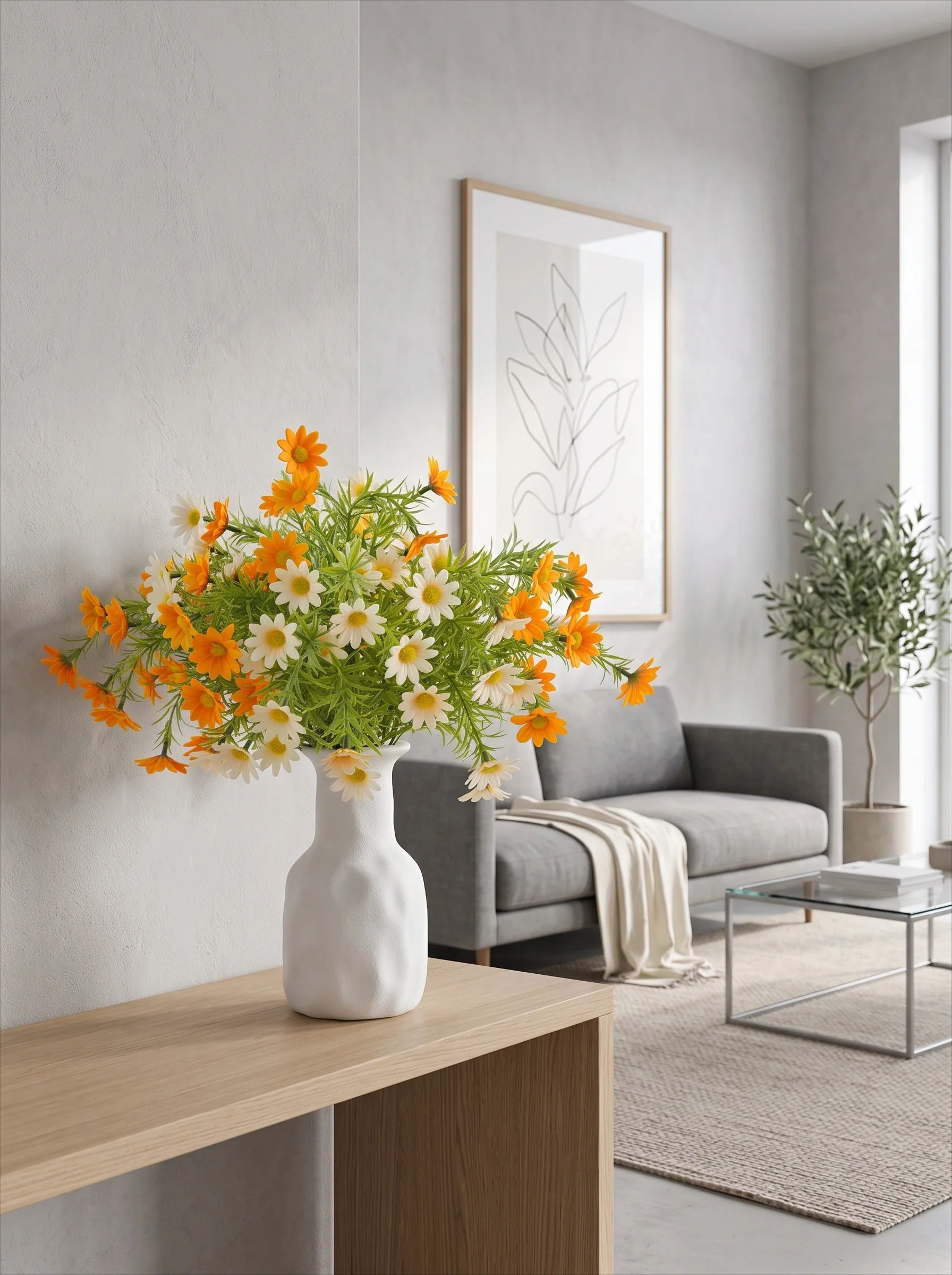 Elegant Sunshine Daisy Meadow Artificial Floral Arrangement