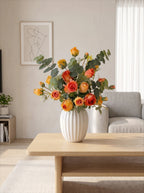 Luxury Burnt Orange Rose Modern Artificial Floral Arrangement