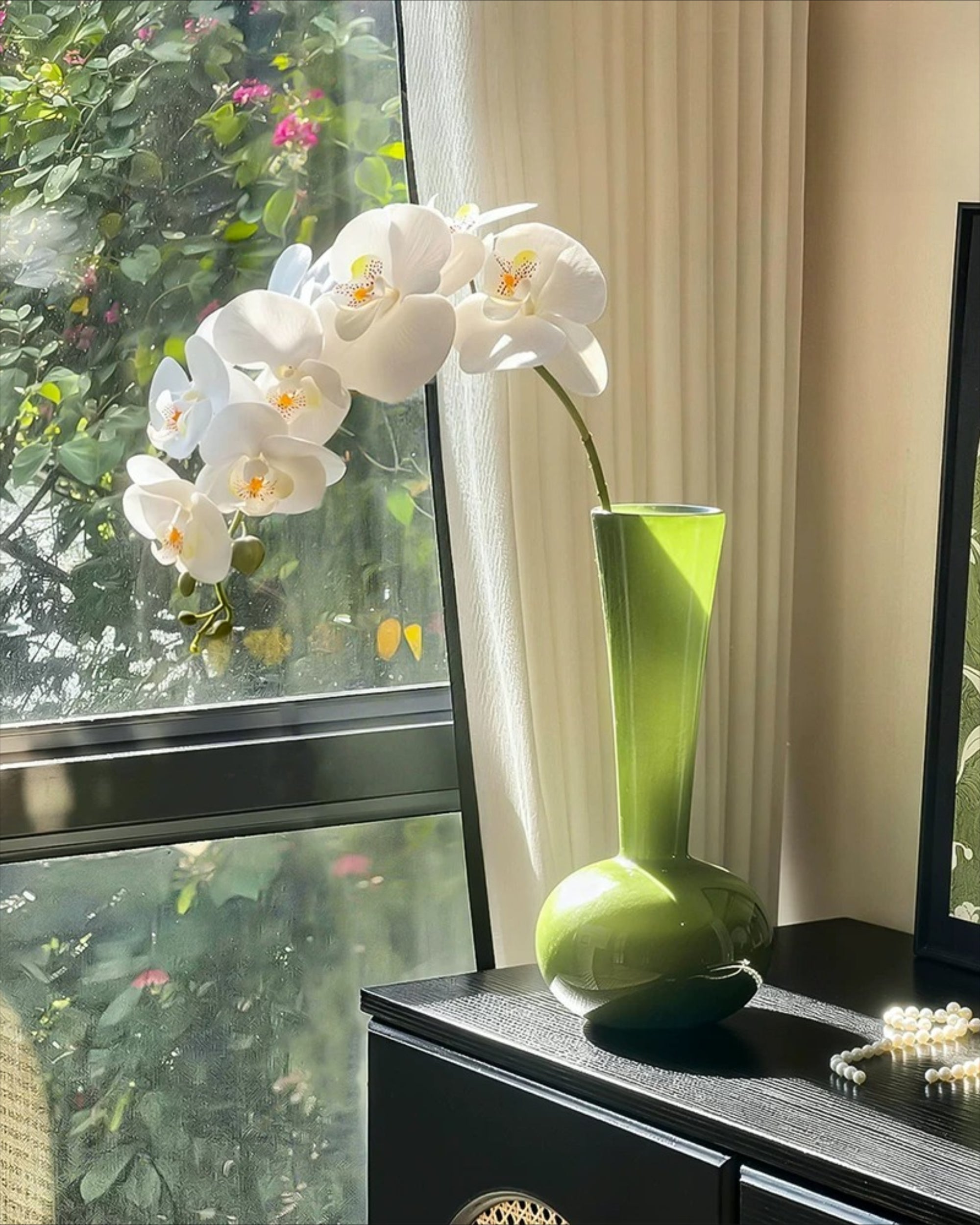 Elegant White Phalaenopsis Faux Orchid Stem