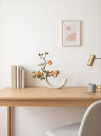 Minimalist Zen Crabapple Branch Luxe Artificial Floral Arrangement