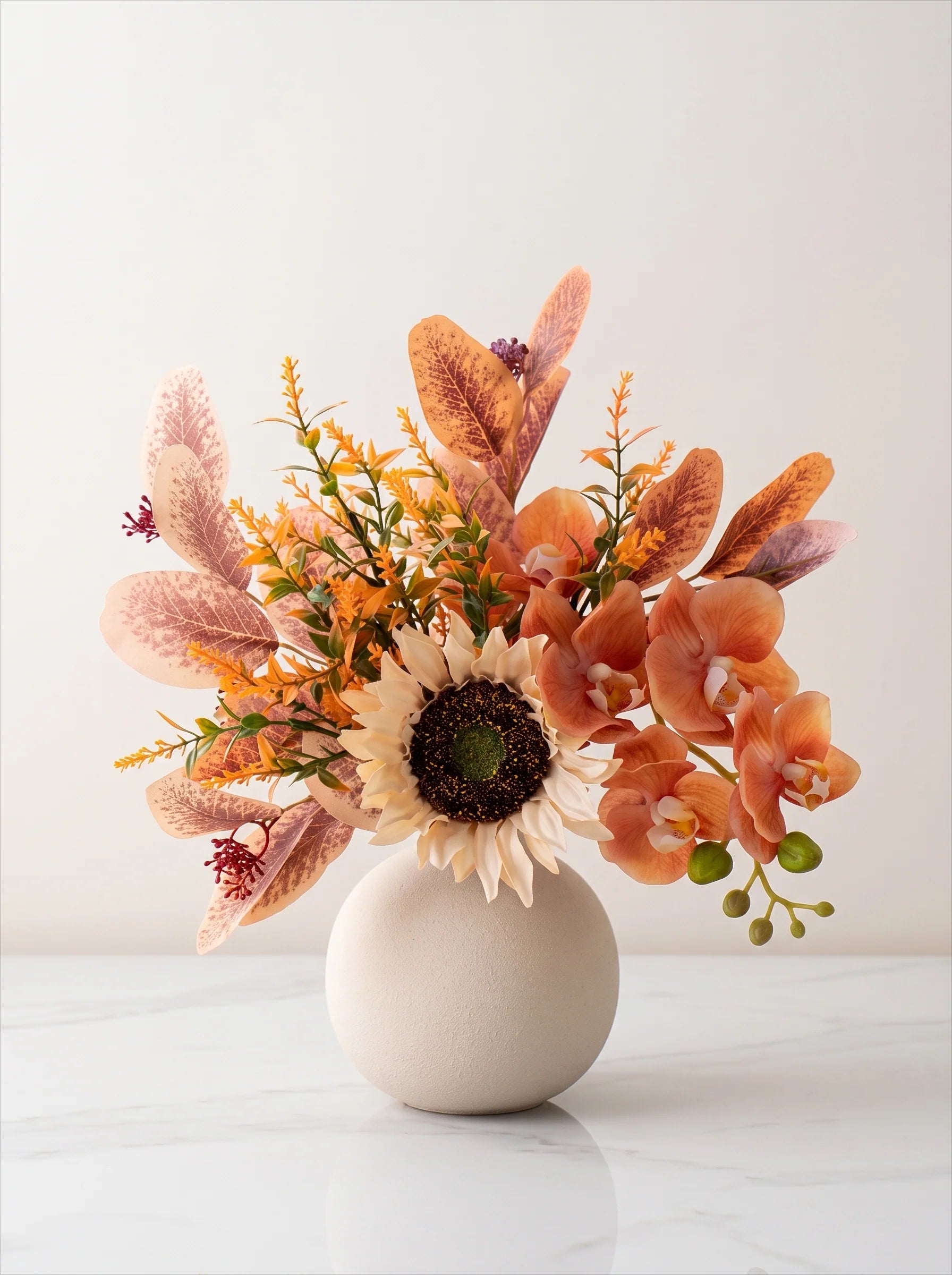 Faux Autumn Arrangement - Sunflower & Autumn Blooms