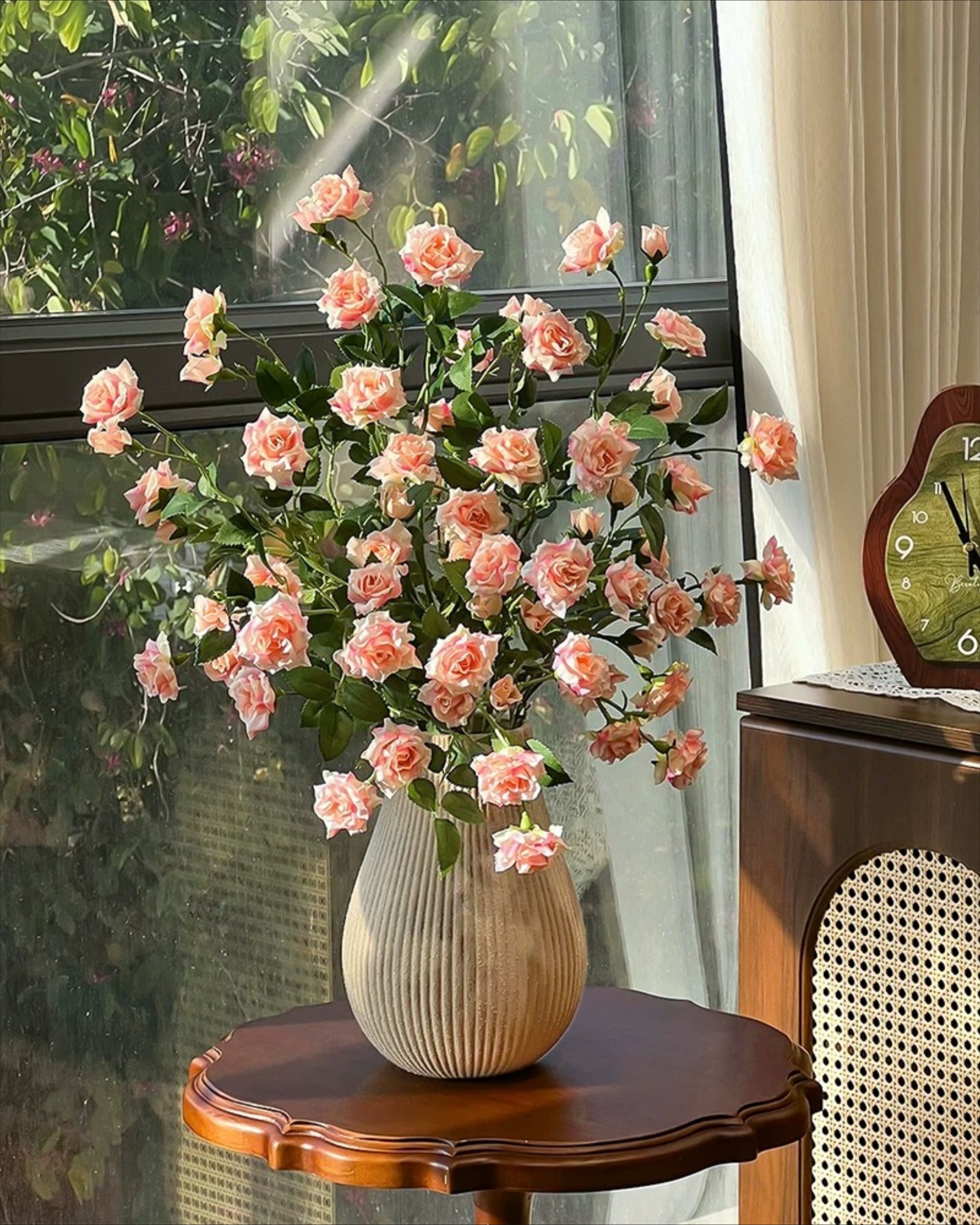 Blush Bubble Rose Faux Floral Arrangement