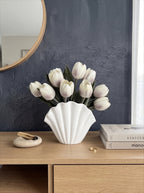 Kunstblumen-Tulpenarrangement - Weiß (10 Stiele / 10 Köpfe)