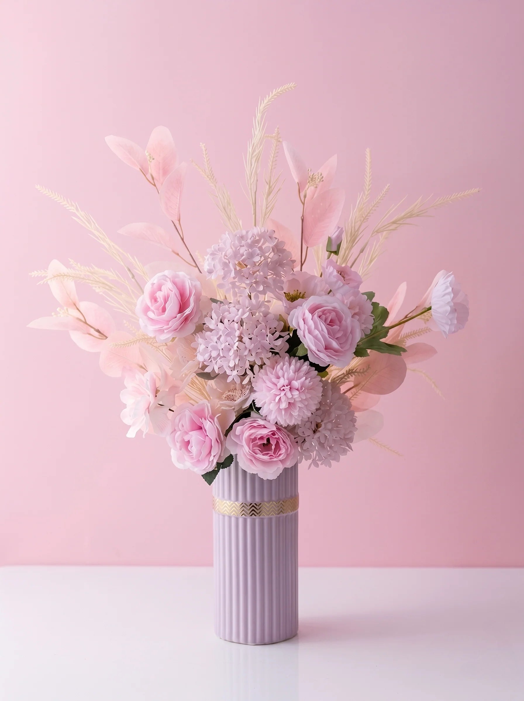 Nordic Pastel Peony Hydrangea Eucalyptus Artificial Floral Arrangement