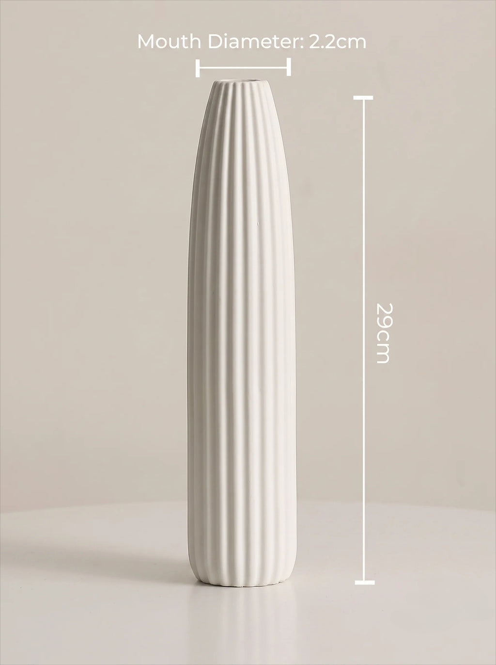 White Ribbed Ceramic Vase