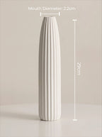 White Ribbed Ceramic Vase