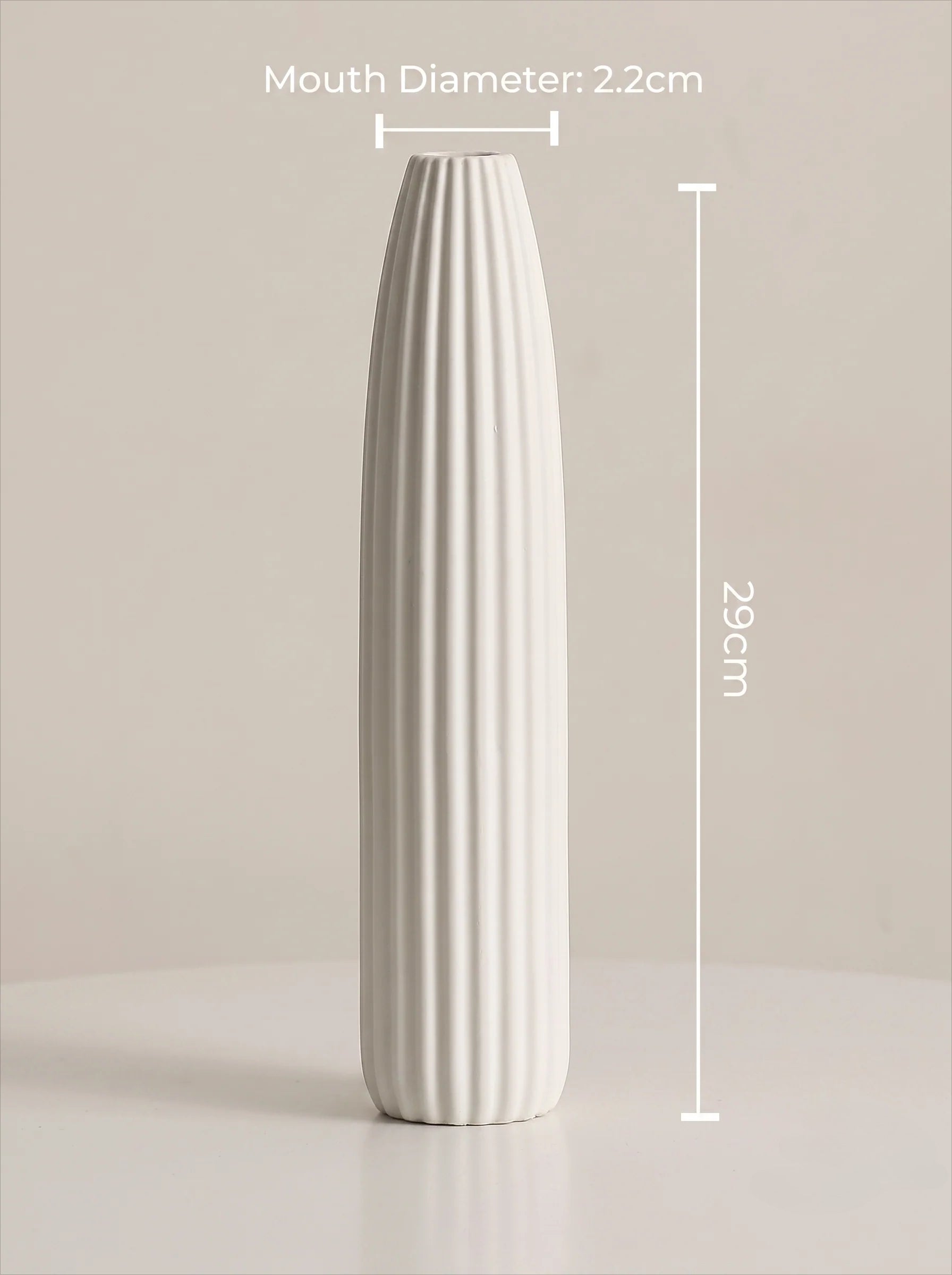 White Ribbed Ceramic Vase