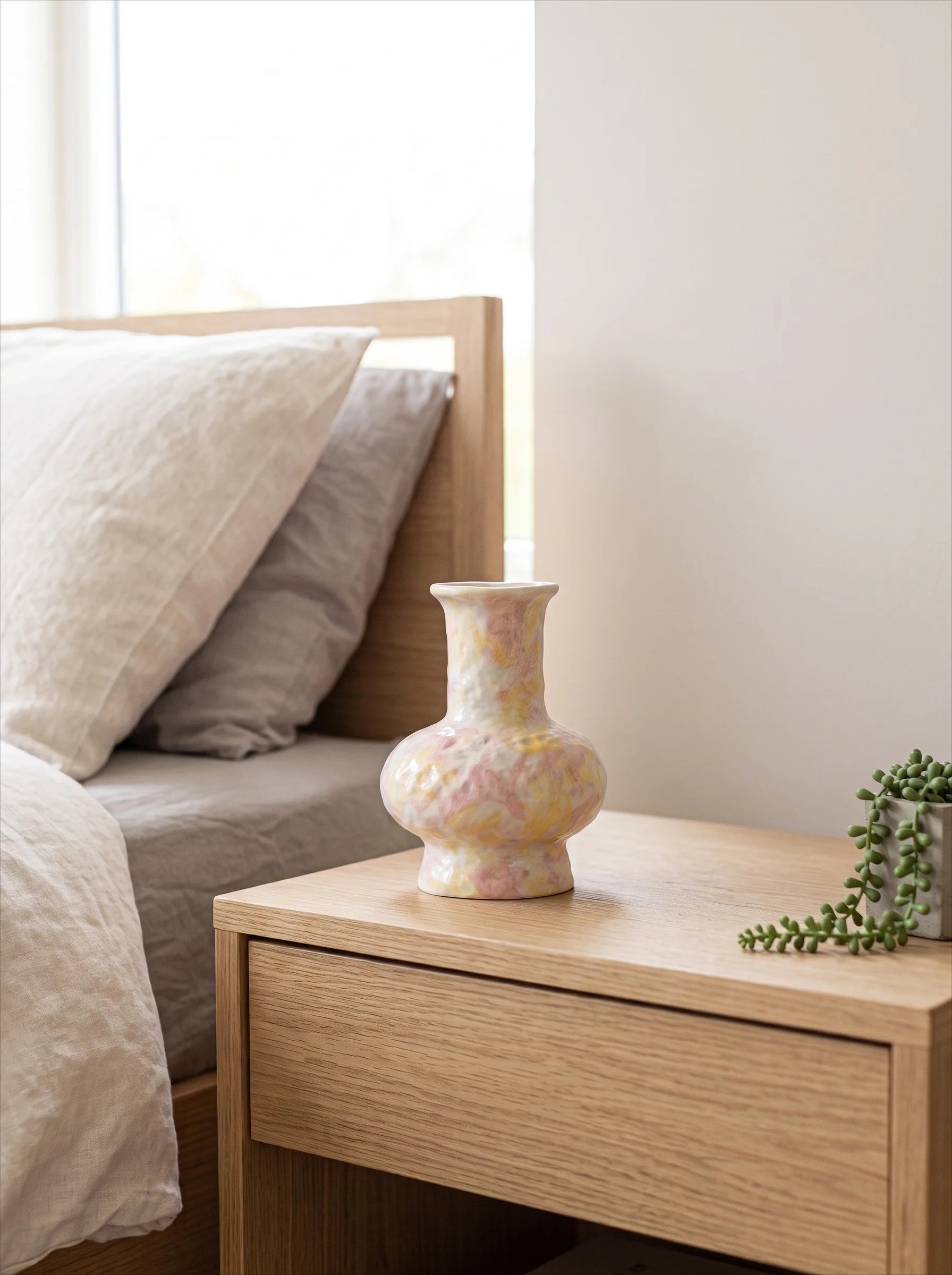 Pastel Watercolor-Bloom Textured Ceramic Vase