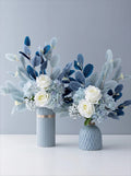 Blue & White Harmony Faux Floral Bouquet with Frosted Foliage