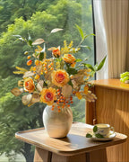 Arrangement floral artificiel Rose Ambre d’Automne Vintage et Baies
