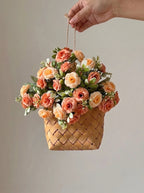 Terracotta Austin Rose Basket Faux Floral Arrangement