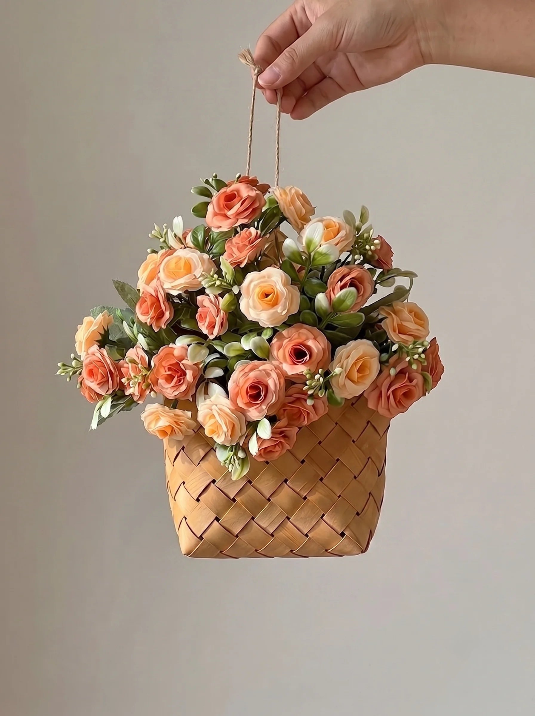 Terracotta Austin Rose Basket Faux Floral Arrangement