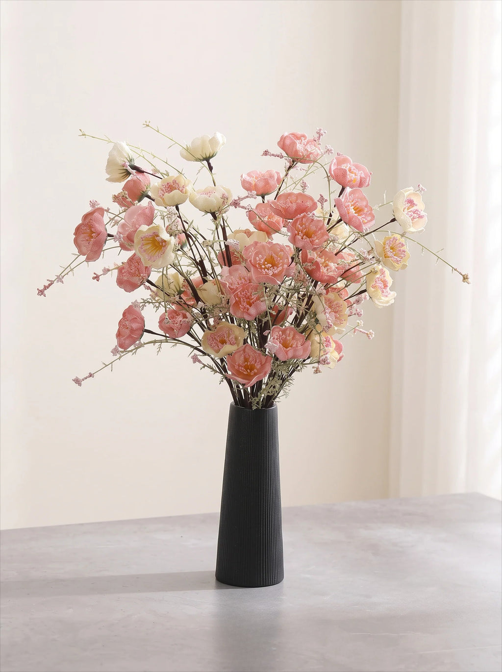 Textured Black Tapered Ceramic Vase