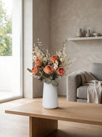 Nep herfstrozenboeket - Terracotta & wit