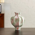 Artistic Watercolor Glaze Fluted Ceramic Vase
