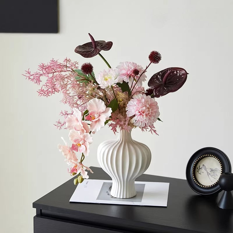 Misty Blush Wabi-Sabi Vase Faux Floral Arrangement