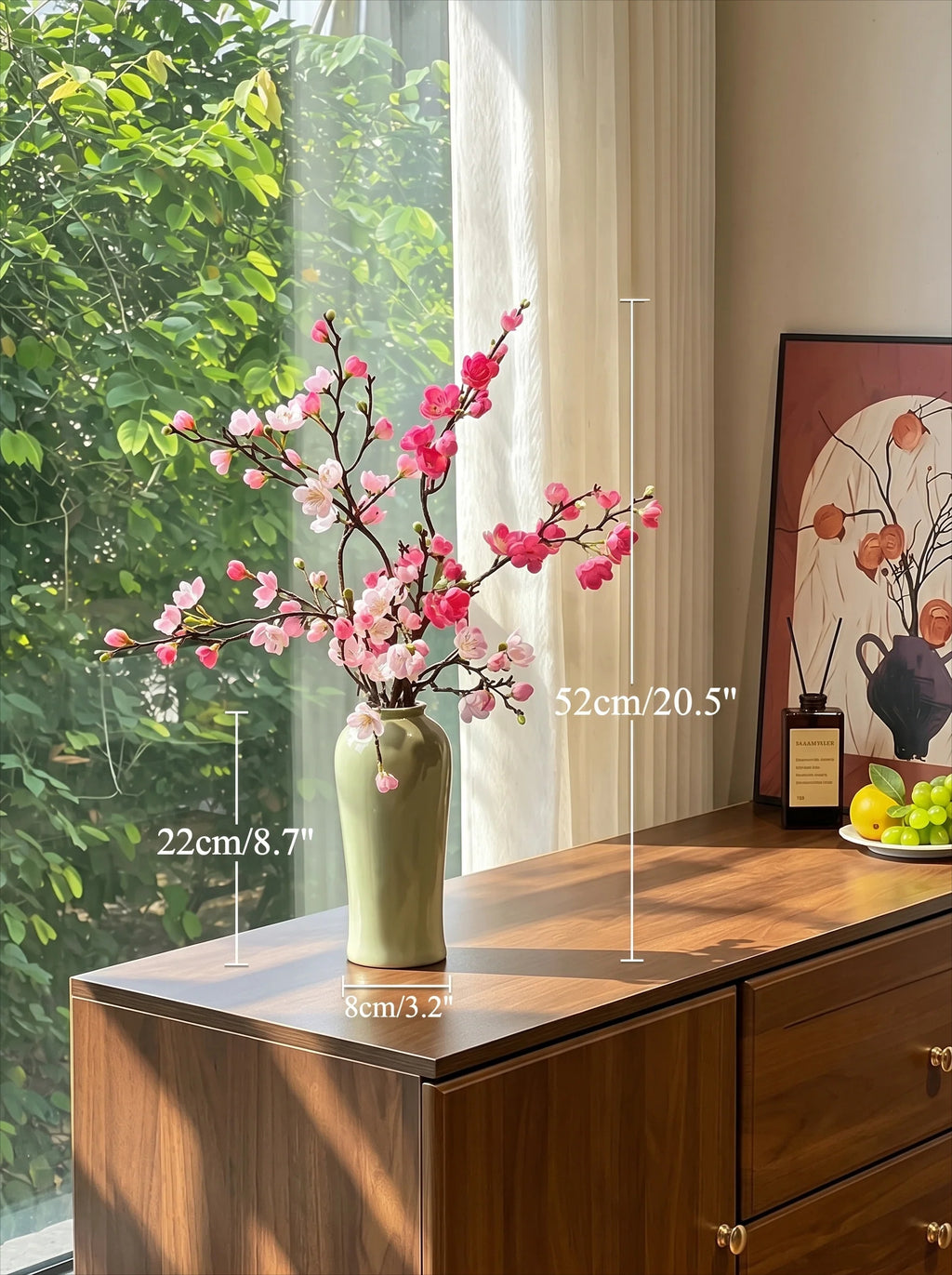 Elegant Zen Asian Plum Blossom Branch Artificial Floral Arrangement