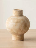 Textured Ceramic Round Vase - Light Yellow