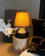 Nordic Retro Fabric Shade Table Lamp Matte Black Iron Base