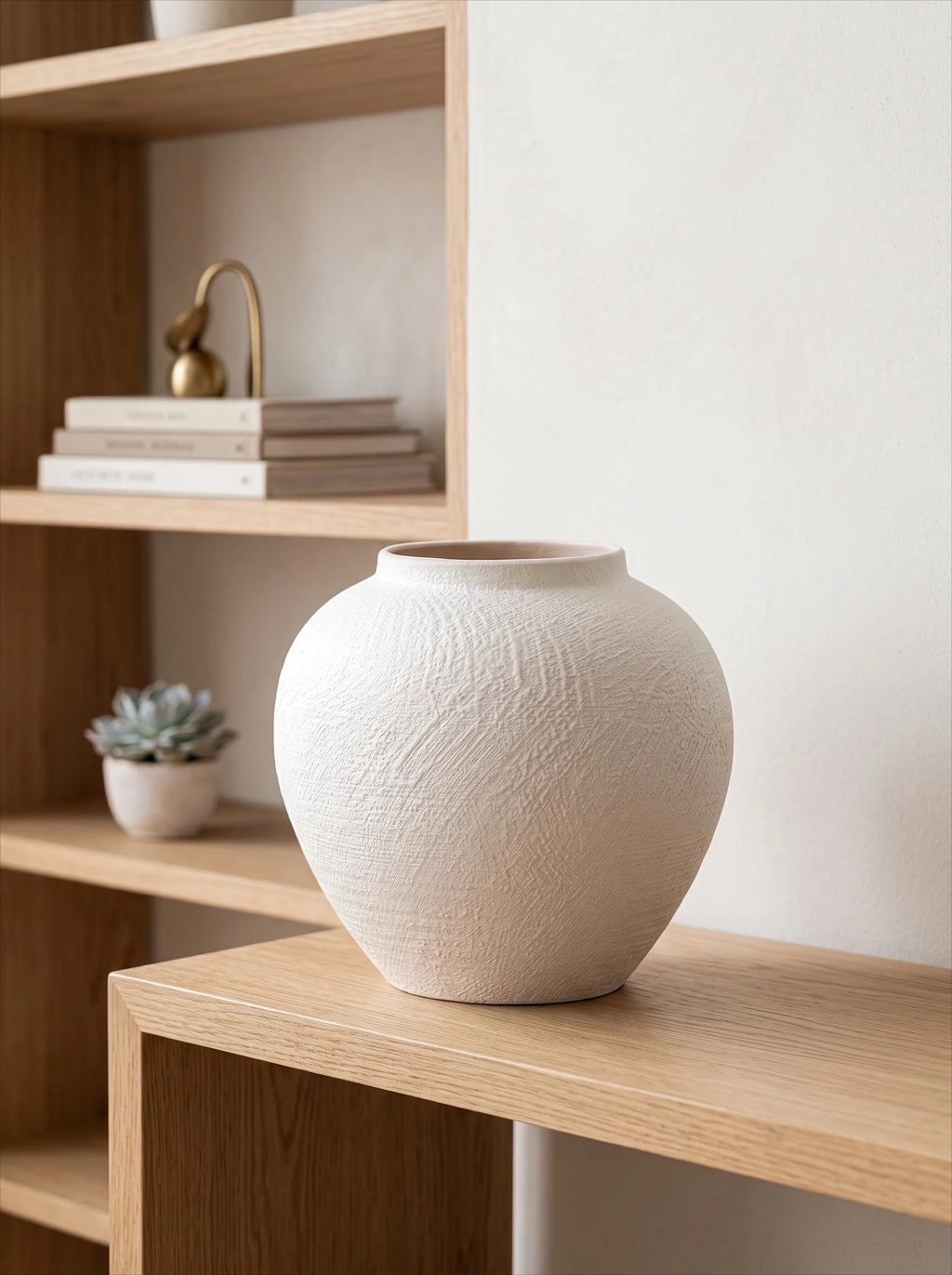 Modern Minimalist Textured Off-White Ceramic Vase