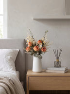 Nep herfstrozenboeket - Terracotta & wit