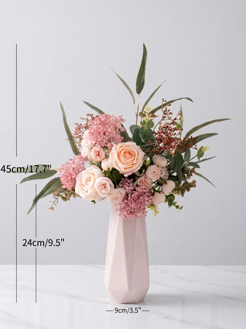 Luxury French Romantic Pink Rose Artificial Floral Arrangement
